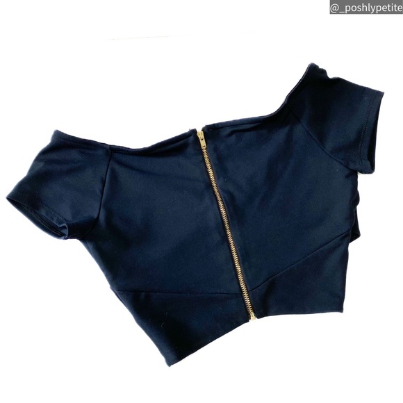 Bebe xs black criss cross off shoulder wrap crop top - Picture 3 of 13